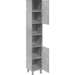 vidaXL - Kolomkast met 2 deuren 2 vakken - Betongrijs spaanplaat - 30x30x190 cm