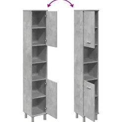 vidaXL - Kolomkast met 2 deuren 2 vakken - Betongrijs spaanplaat - 30x30x190 cm