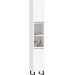 vidaXL - Kolomkast met 2 deuren 2 vakken - Wit - Hout en ijzer - 30x30x190 cm