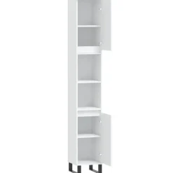 vidaXL - Kolomkast met 2 deuren 2 vakken - Wit - Hout en ijzer - 30x30x190 cm