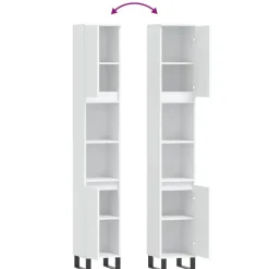 vidaXL - Kolomkast met 2 deuren 2 vakken - Wit - Hout en ijzer - 30x30x190 cm