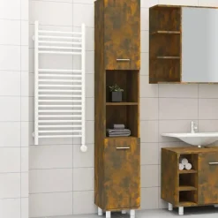 vidaXL - Kolomkast met 2 deuren - Gerookt eiken - Bewerkt hout - 30x30x179 cm