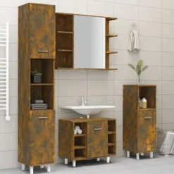 vidaXL - Kolomkast met 2 deuren - Gerookt eiken - Bewerkt hout - 30x30x179 cm