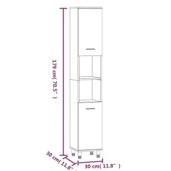 vidaXL - Kolomkast met 2 deuren - Gerookt eiken - Bewerkt hout - 30x30x179 cm