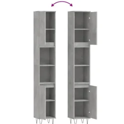 vidaXL - Kolomkast met 2 deuren - Betongrijs - Hout en ijzer - 30x30x190 cm