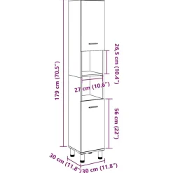 vidaXL - Kolomkast met 2 deuren 2 vakken oud hout - Bewerkt hout - 30x30x179 cm