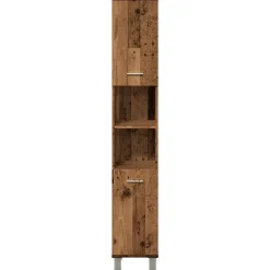 vidaXL - Kolomkast met 2 deuren 2 vakken oud hout - Bewerkt hout - 30x30x179 cm