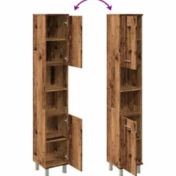 vidaXL - Kolomkast met 2 deuren 2 vakken oud hout - Bewerkt hout - 30x30x179 cm