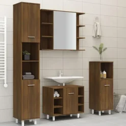 vidaXL - Kolomkast met 2 deuren - Bruin eiken - Bewerkt hout - 30x30x179 cm