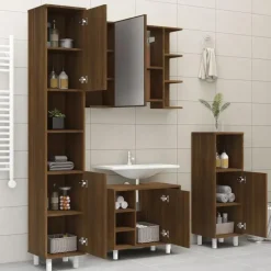 vidaXL - Kolomkast met 2 deuren - Bruin eiken - Bewerkt hout - 30x30x179 cm