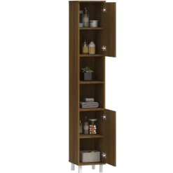 vidaXL - Kolomkast met 2 deuren - Bruin eiken - Bewerkt hout - 30x30x179 cm