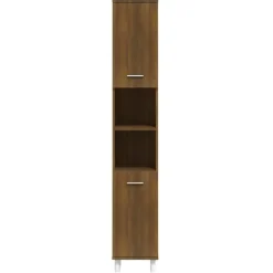 vidaXL - Kolomkast met 2 deuren - Bruin eiken - Bewerkt hout - 30x30x179 cm