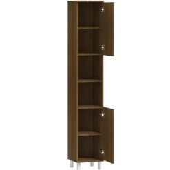 vidaXL - Kolomkast met 2 deuren - Bruin eiken - Bewerkt hout - 30x30x179 cm