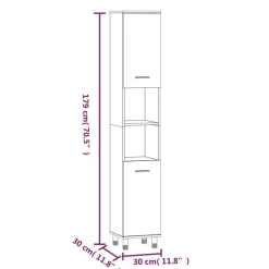 vidaXL - Kolomkast met 2 deuren - Bruin eiken - Bewerkt hout - 30x30x179 cm