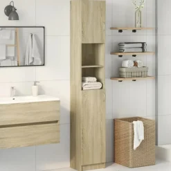 vidaXL - Kolomkast met 2 deuren 2 vakken - Sonoma eiken - Hout - 32x25.5x190 cm