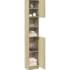 vidaXL - Kolomkast met 2 deuren 2 vakken - Sonoma eiken - Hout - 32x25.5x190 cm
