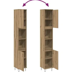 vidaXL - Kolomkast met 2 deuren 2 vakken - Artisan eiken - Hout - 30x30x190 cm