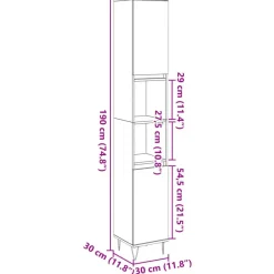 vidaXL - Kolomkast met 2 deuren 2 vakken oud hout - Ijzer en hout - 30x30x190 cm