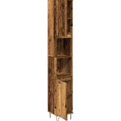 vidaXL - Kolomkast met 2 deuren 2 vakken oud hout - Ijzer en hout - 30x30x190 cm