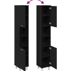 vidaXL - Kolomkast met 2 deuren 2 vakken - Zwart eiken - Hout - 30x30x179 cm