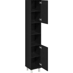 vidaXL - Kolomkast met 2 deuren 2 vakken - Zwart eiken - Hout - 30x30x179 cm