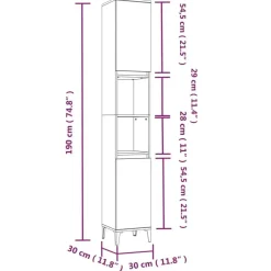 vidaXL - Kolomkast met 2 deuren 2 vakken - Zwart - Bewerkt hout - 30x30x190 cm