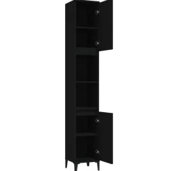vidaXL - Kolomkast met 2 deuren 2 vakken - Zwart - Bewerkt hout - 30x30x190 cm