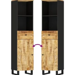 vidaXL - Kolomkast met 1 lade 1 deur 2 vakken - Lichtbruin - Hout - 38x33x160 cm