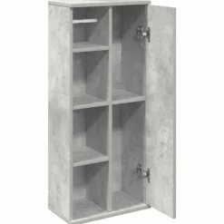 vidaXL - Kolomkast met rolhouder - Betongrijs - Bewerkt hout - 39x22x90 cm