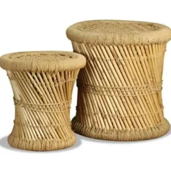 vidaXL - Kruk - Bruin - Bamboe - 2 stuks