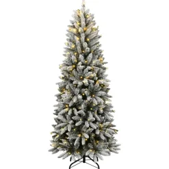 vidaXL - Kunstkerstboom met 150 LED's en sneeuw 150 cm - Groen en wit - PVC
