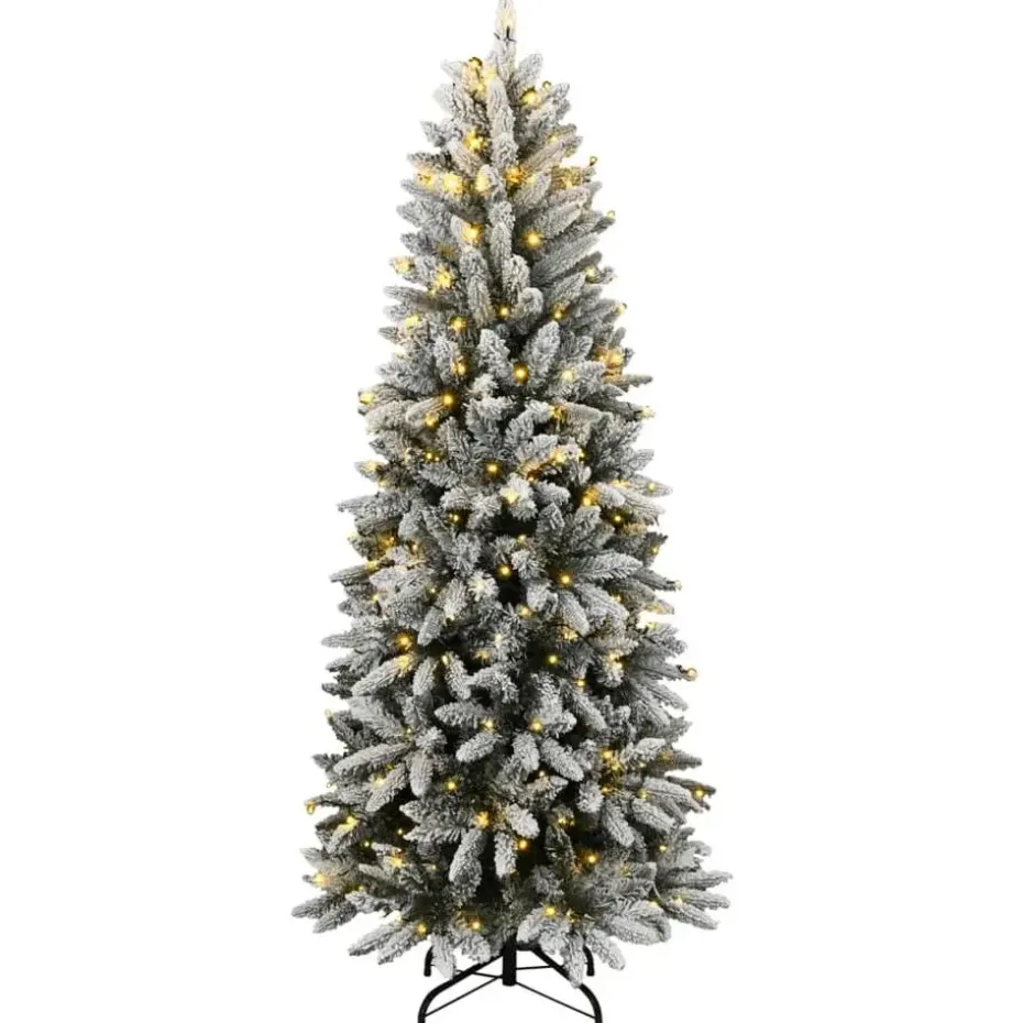 vidaXL - Kunstkerstboom met 150 LED's en sneeuw 150 cm - Groen en wit - PVC