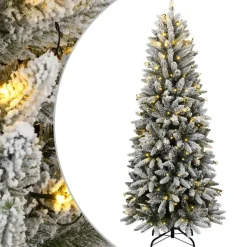 vidaXL - Kunstkerstboom met 150 LED's en sneeuw 150 cm - Groen en wit - PVC