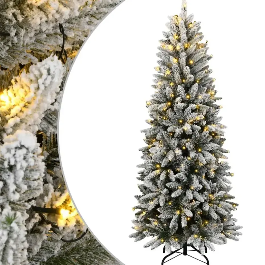 vidaXL - Kunstkerstboom met 150 LED's en sneeuw 150 cm - Groen en wit - PVC