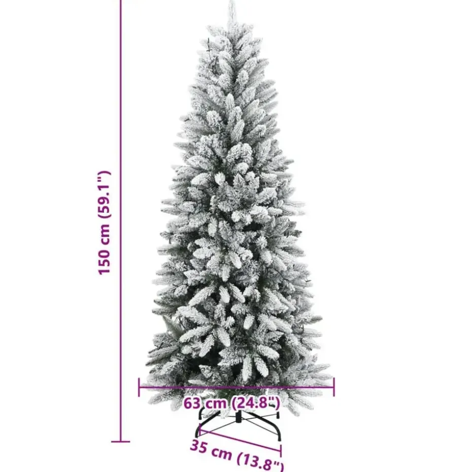 vidaXL - Kunstkerstboom met 150 LED's en sneeuw 150 cm - Groen en wit - PVC