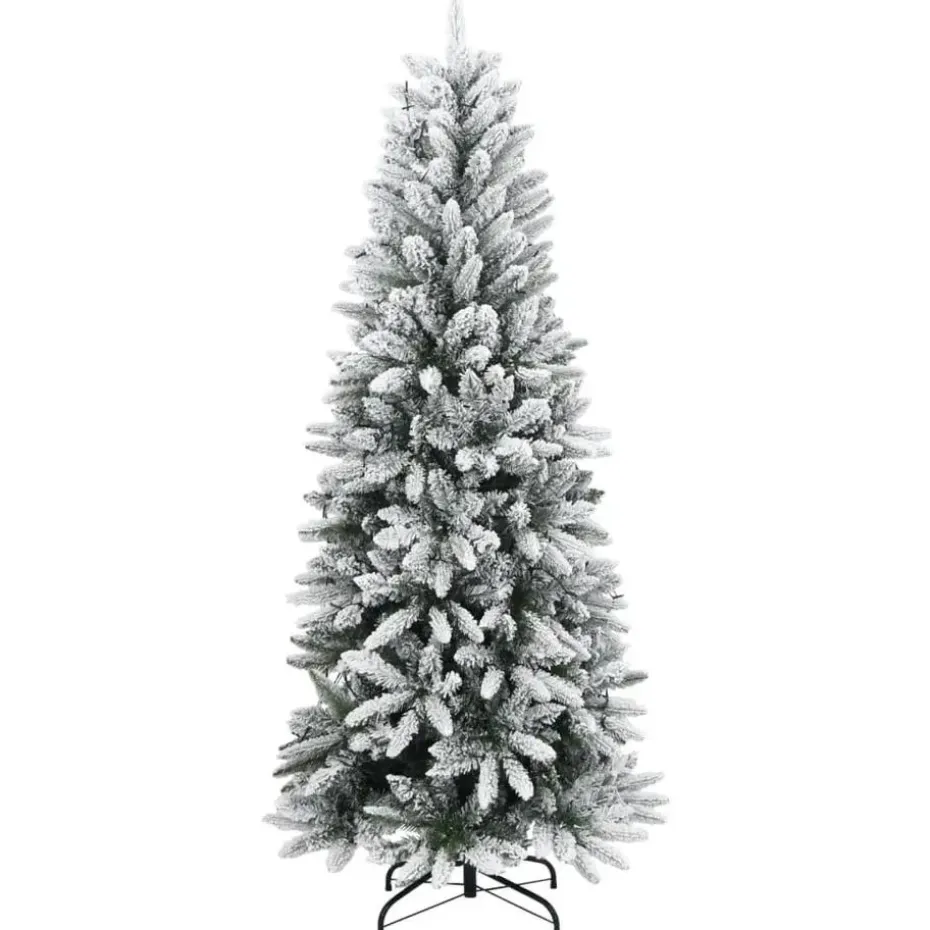 vidaXL - Kunstkerstboom met 150 LED's en sneeuw 150 cm - Groen en wit - PVC