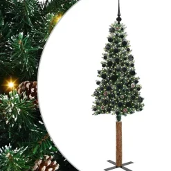 vidaXL - Kunstkerstboom met zwarte ballen 180 cm - Groen en wit - PVC en hout