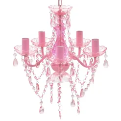 vidaXL - Kunstmatige Kristallen Glazen Plafondlamp - Roze - Glas