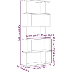 vidaXL - 5-laags Boekenkast voor woonkamers - Sonoma eiken - Hout - 70x24x161 cm