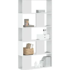 vidaXL - 5-laags Boekenkast - Wit - Bewerkt hout - 80.5x23.5x162.5 cm