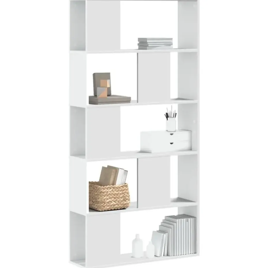 vidaXL - 5-laags Boekenkast - Wit - Bewerkt hout - 80.5x23.5x162.5 cm