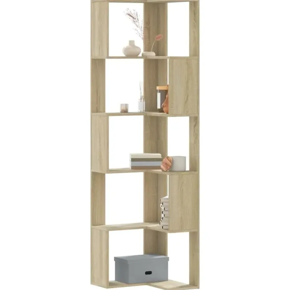 vidaXL - 5-laags Hoekboekenkast - Sonoma eiken - Bewerkt hout - 50x50x179 cm