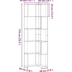 vidaXL - 5-laags Hoekboekenkast - Sonoma eiken - Bewerkt hout - 50x50x179 cm