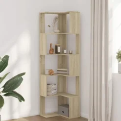 vidaXL - 5-laags Hoekboekenkast - Sonoma eiken - Bewerkt hout - 50x50x179 cm