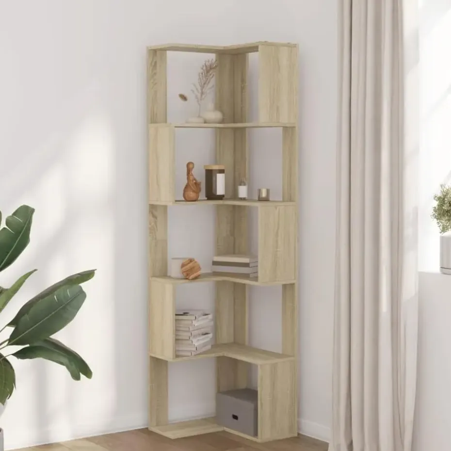 vidaXL - 5-laags Hoekboekenkast - Sonoma eiken - Bewerkt hout - 50x50x179 cm