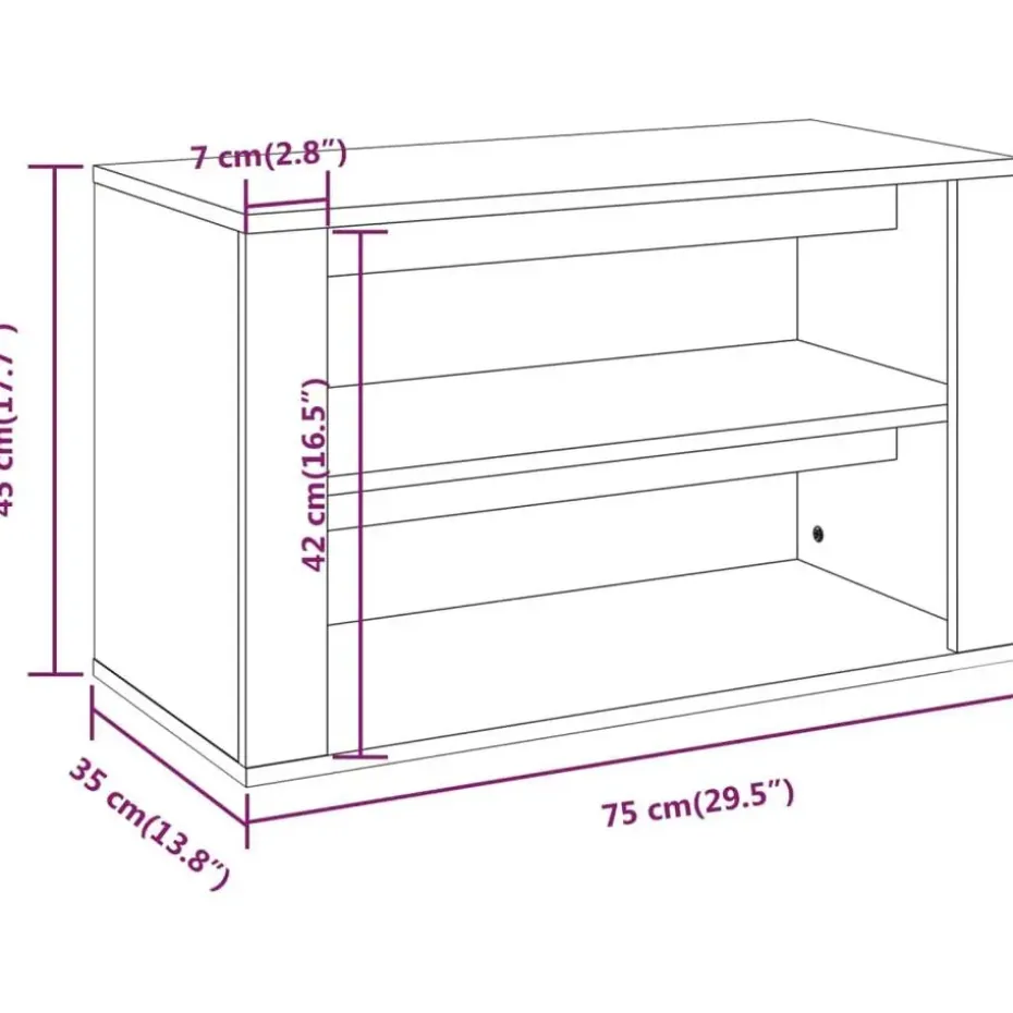 vidaXL - 2-laags Schoenenkast 6 paar - Betongrijs - Bewerkt hout - 75x35x45 cm