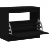 vidaXL - 3-laags Schoenenkast met 1 klep - Zwart - Bewerkt hout - 80x42x69 cm