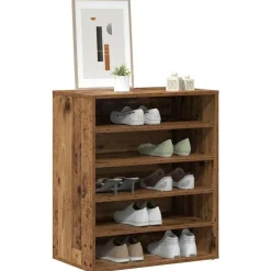 vidaXL - 5-laags Schoenenkast 10 paar - Oud hout - 60x35x70 cm