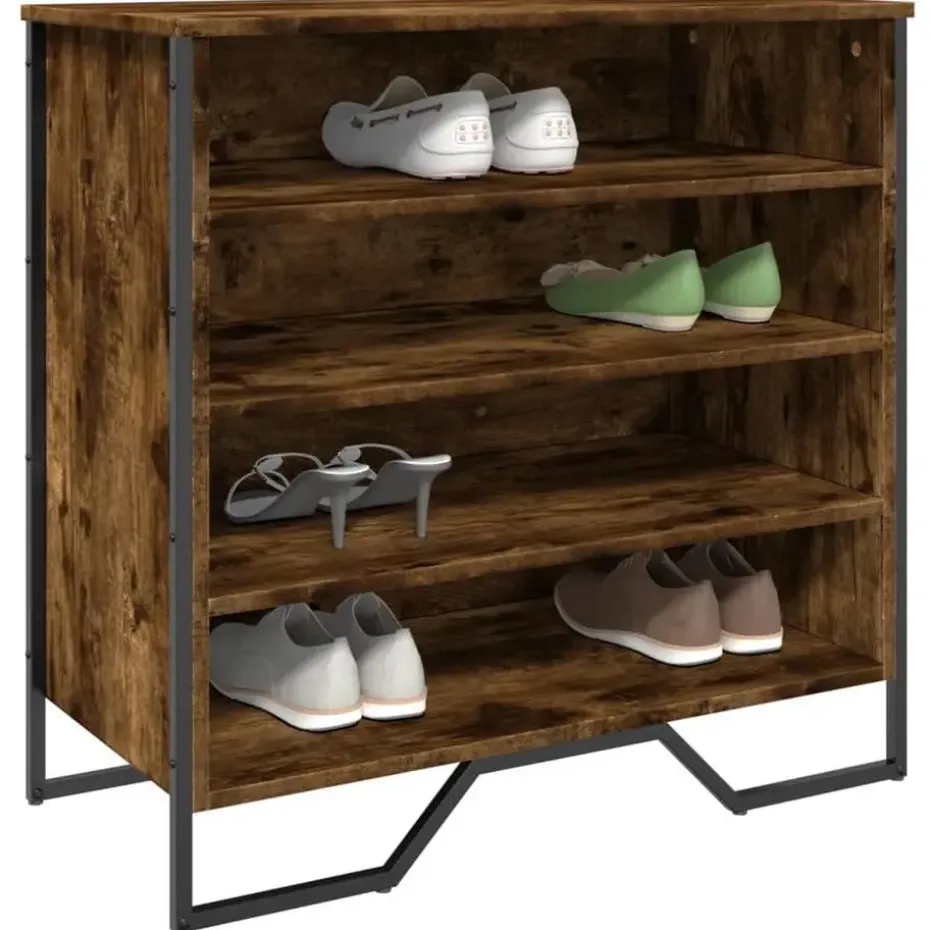 vidaXL - 4-laags Schoenenkast 12 paar - Gerookt eiken - Hout - 80x38x78 cm