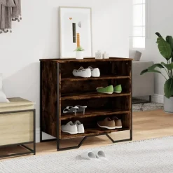 vidaXL - 4-laags Schoenenkast 12 paar - Gerookt eiken - Hout - 80x38x78 cm